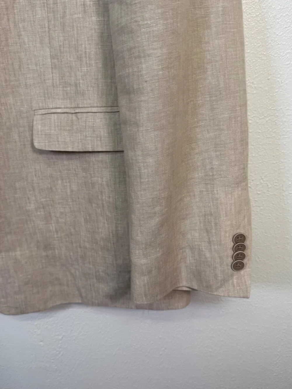 Tommy Hilfiger 44L Tan Linen Sport Coat Modern Fit Summer Wedding Blazer Preppy